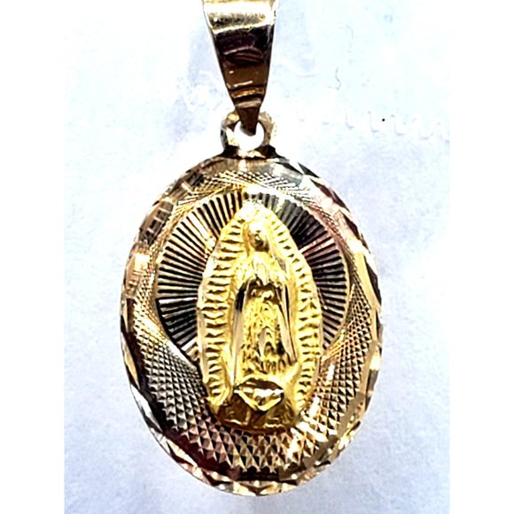 14K Gold Guadalupe Sacred Heart Double Sided Scapular Pendant Religious - Picture 2 of 12